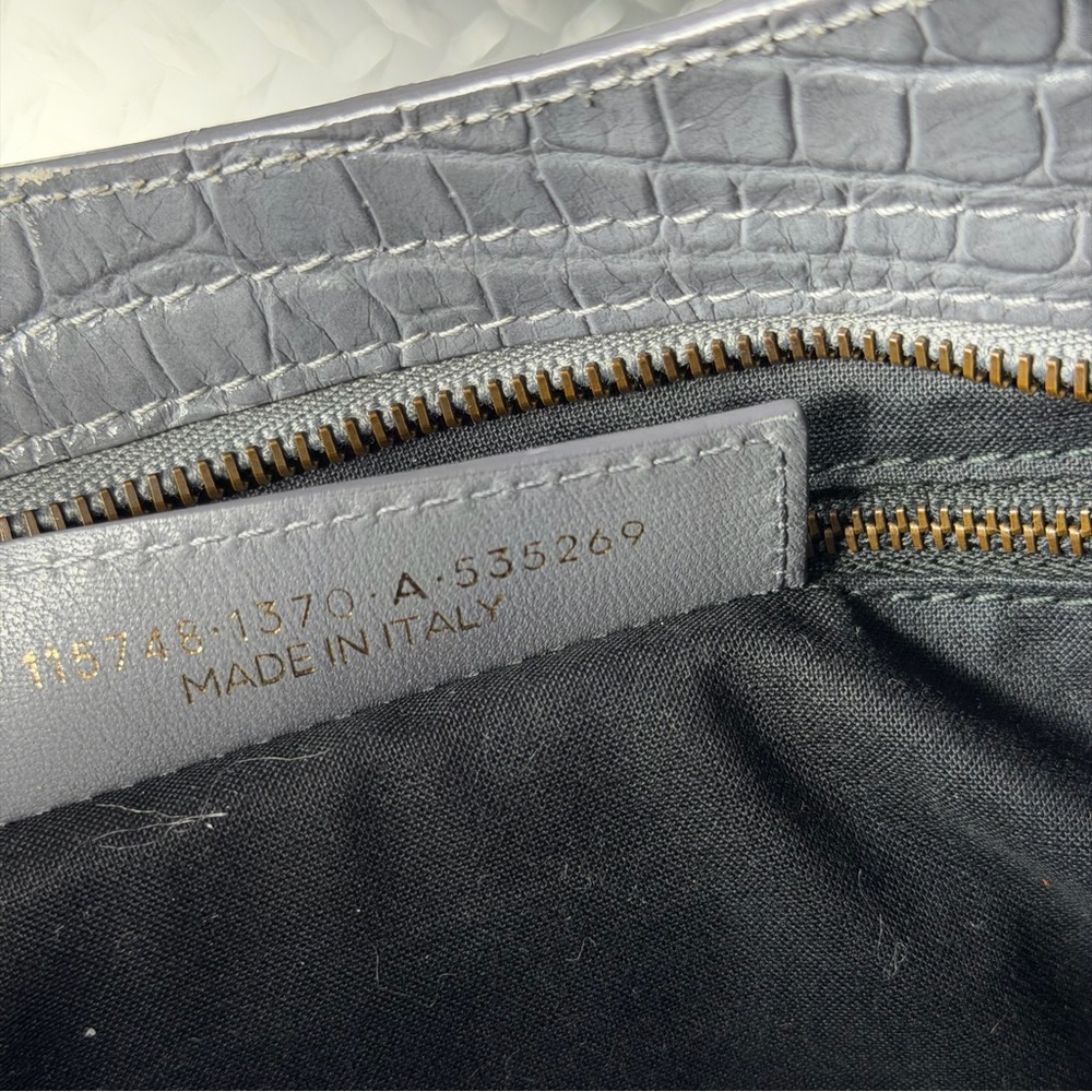 Balenciaga Croc Embossed Moto Medium City Bag in Grey - Picture 10 of 10